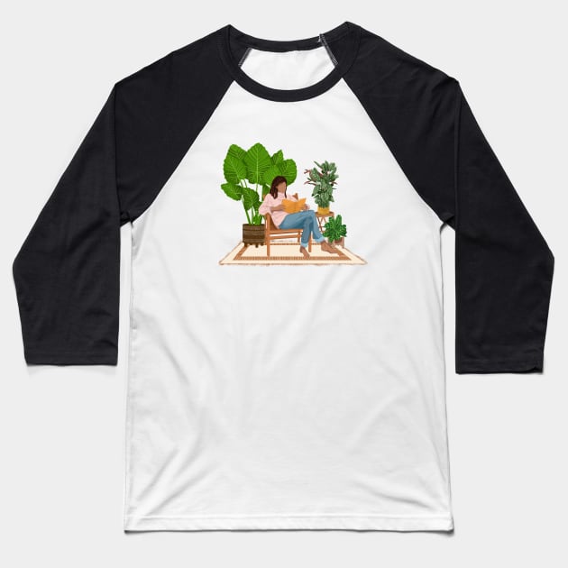 Reading and plants illustration 4 Baseball T-Shirt by gusstvaraonica